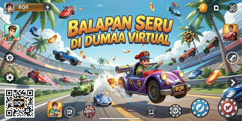 Gameplay seru dan mendebarkan dari 8QR di lintasan balap.
