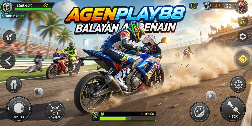 Tampilan menarik dari gameplay balapan motor di AGENPLAY88.