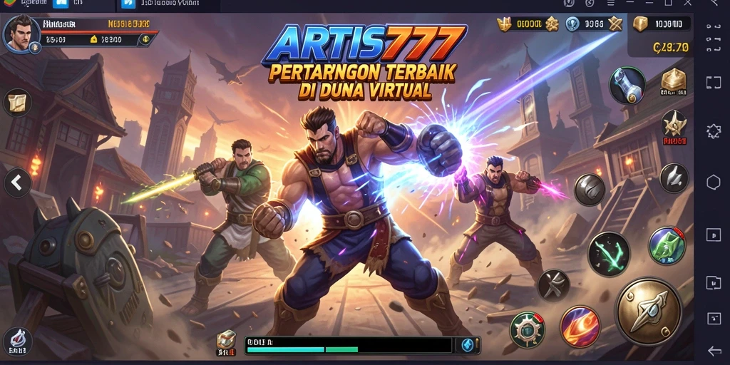 Gambaran gameplay mendebarkan dari pertarungan karakter dalam ARTIS777.
