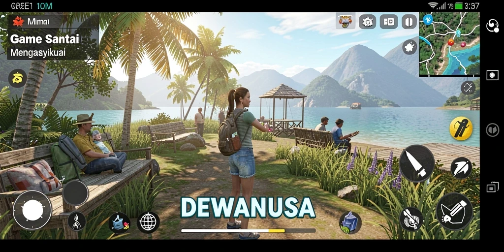 Screenshot gameplay DEWANUSA yang penuh warna dan menarik.