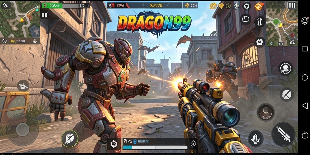 Tampilan gameplay seru DRAGON99 dengan aksi tembak-menembak.