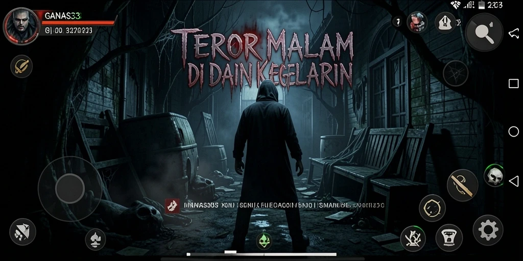 Screenshot gameplay menakutkan dari GANAS33 dengan suasana Horror yang mendalam.