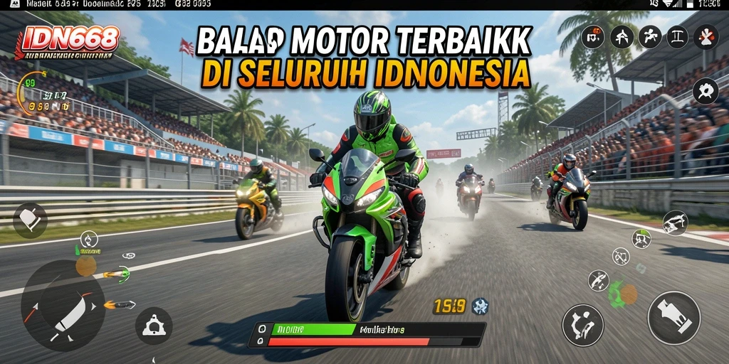 Tangkapan layar IDN668 menunjukkan aksi balap motor yang seru dan mendebarkan.