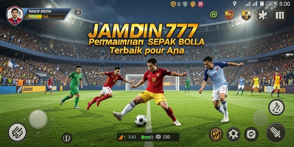 Tampilan gameplay seru dalam pertandingan sepak bola yang mendebarkan.