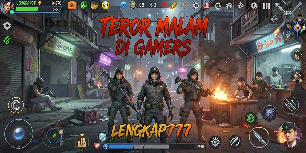 Screenshot gameplay LENGKAP777 dengan suasana menakutkan dan makhluk menyeramkan.