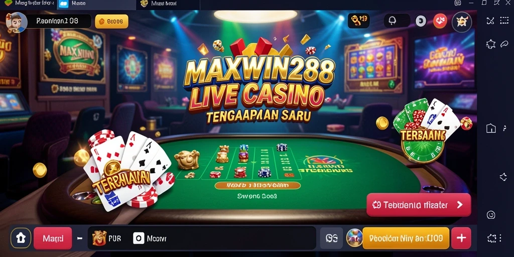 Screenshot gameplay Live Casino dari MAXWIN288 menunjukkan dealer langsung dan interaksi pemain.