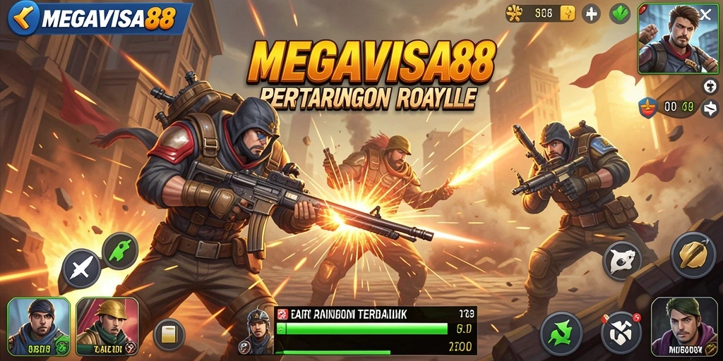 Gameplay seru di <strong>MEGAVISA88</strong> saat bertarung dalam mode Battle Royale.