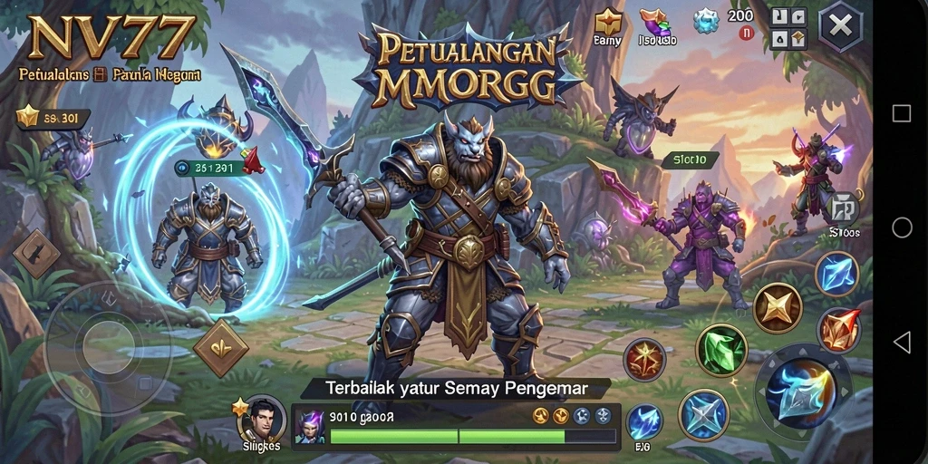 Gameplay mendebarkan di dunia fantasi NV77 yang luas.