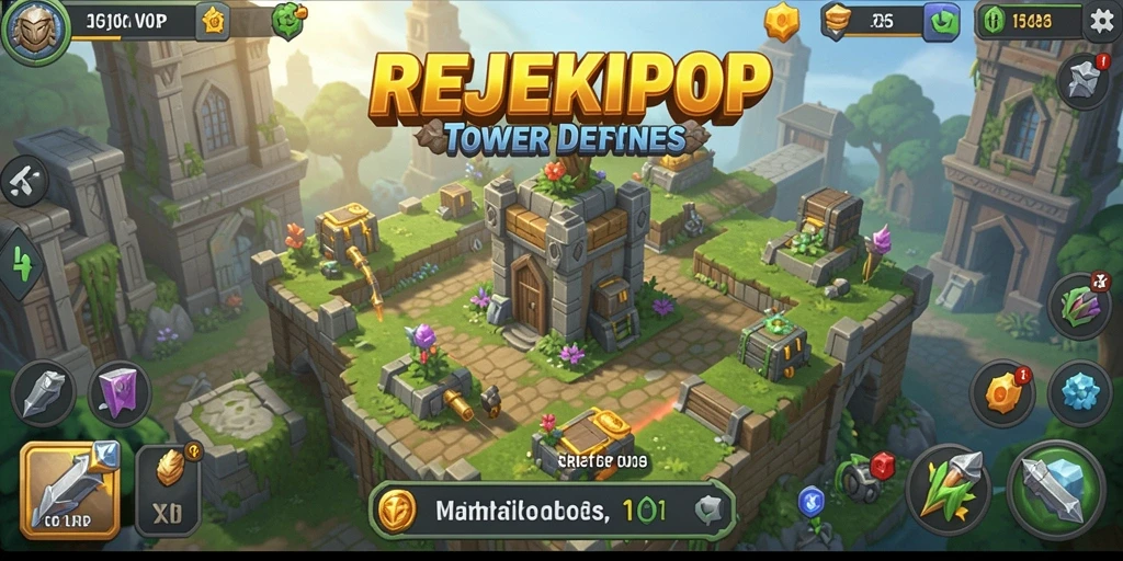 Tangkapan layar dari gameplay menegangkan di REJEKIPOP Tower Defense.