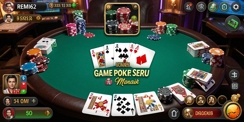 Tampilan gameplay poker yang menarik dan seru di REMI62.