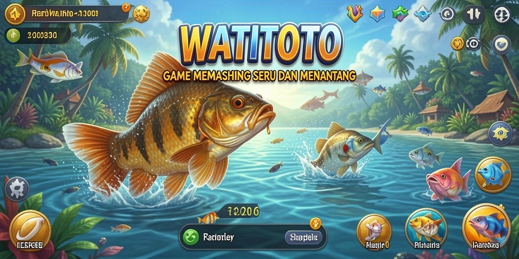 Screenshot gameplay WATITOTO menampilkan aksi memancing yang seru.