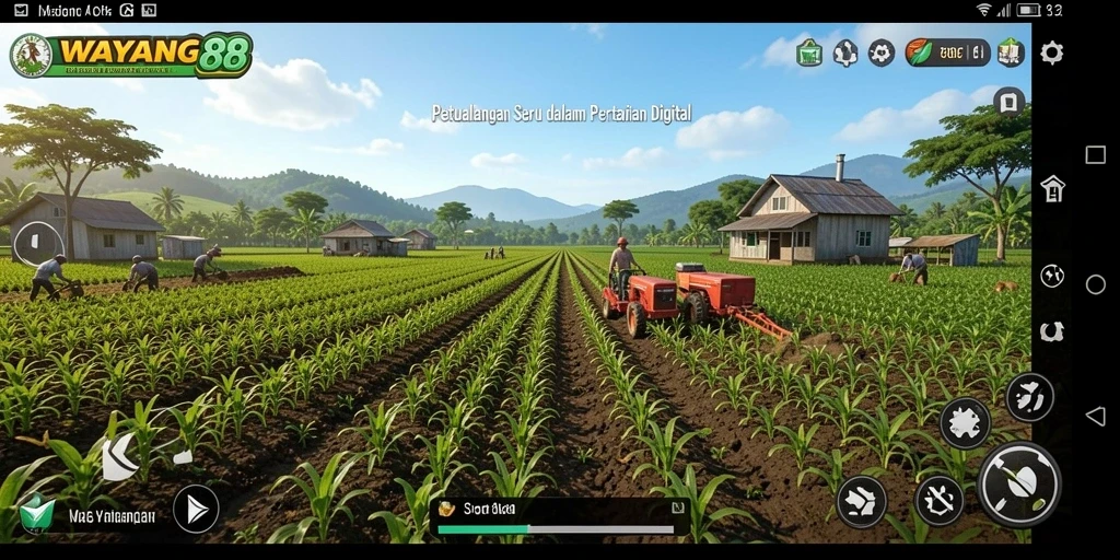 Tampilan gameplay <strong>WAYANG88</strong> dengan berbagai aktivitas pertanian yang seru.